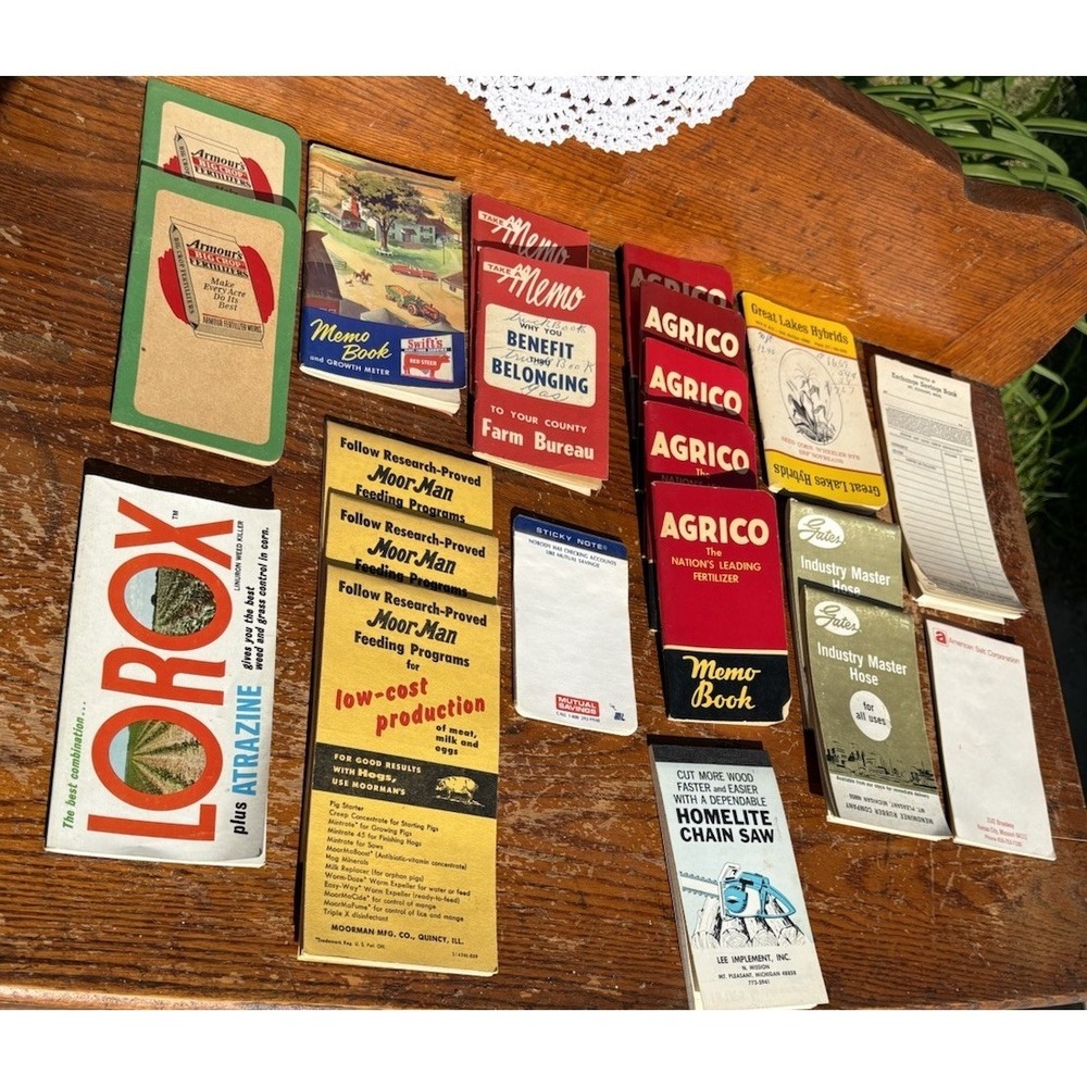 Lot 21 Fertilizer & Farming 50's 60's advertising memo ledger books Michigan